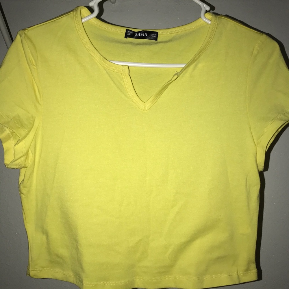 Shein V-Neck Yellow Crop Top